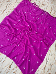 New Butterfly embroidered mul cotton saree