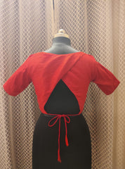 Red semi silk designer blouse