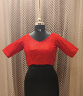 Red semi silk designer blouse