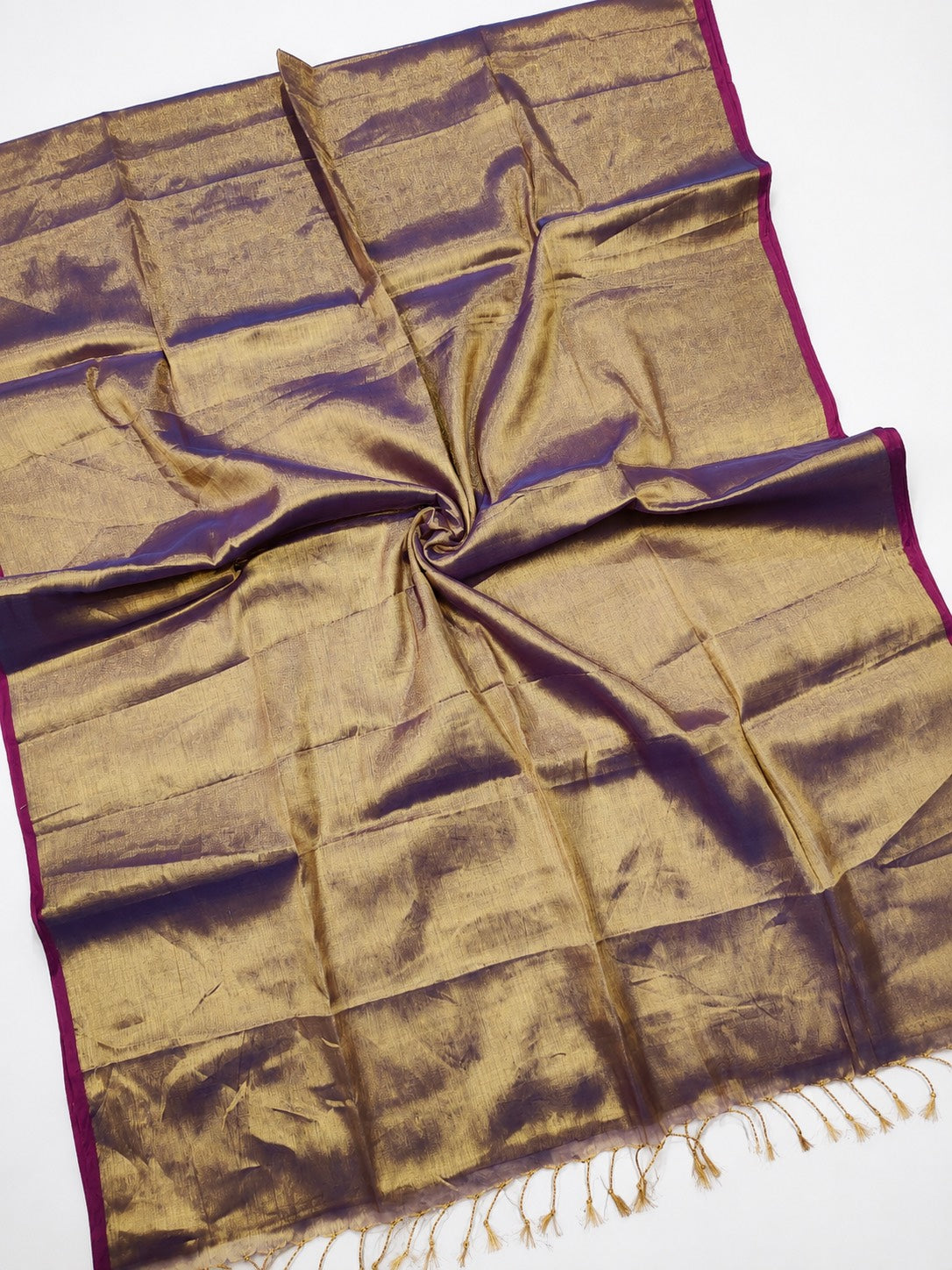 "Molten Metals " zari-mul sarees with thin borders