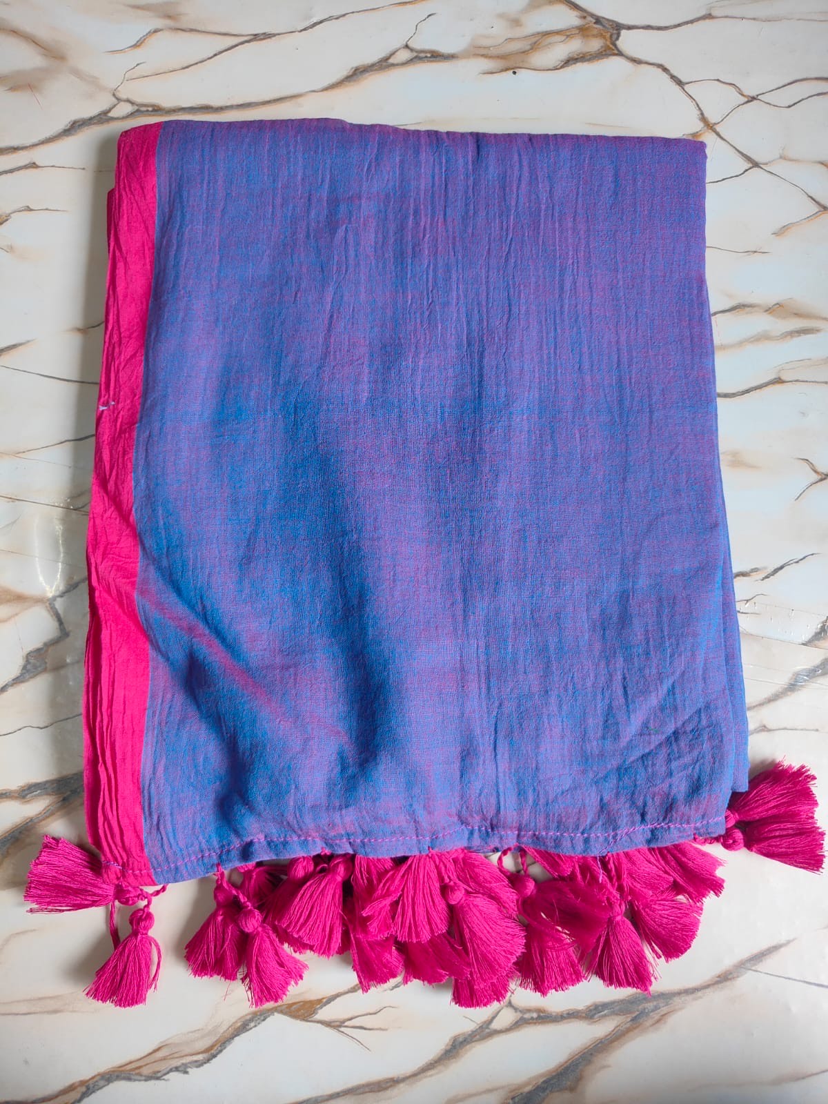 Bordered Sheroes - Plain mul cotton sarees with matching border and tassels