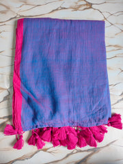 Bordered Sheroes - Plain mul cotton sarees with matching border and tassels