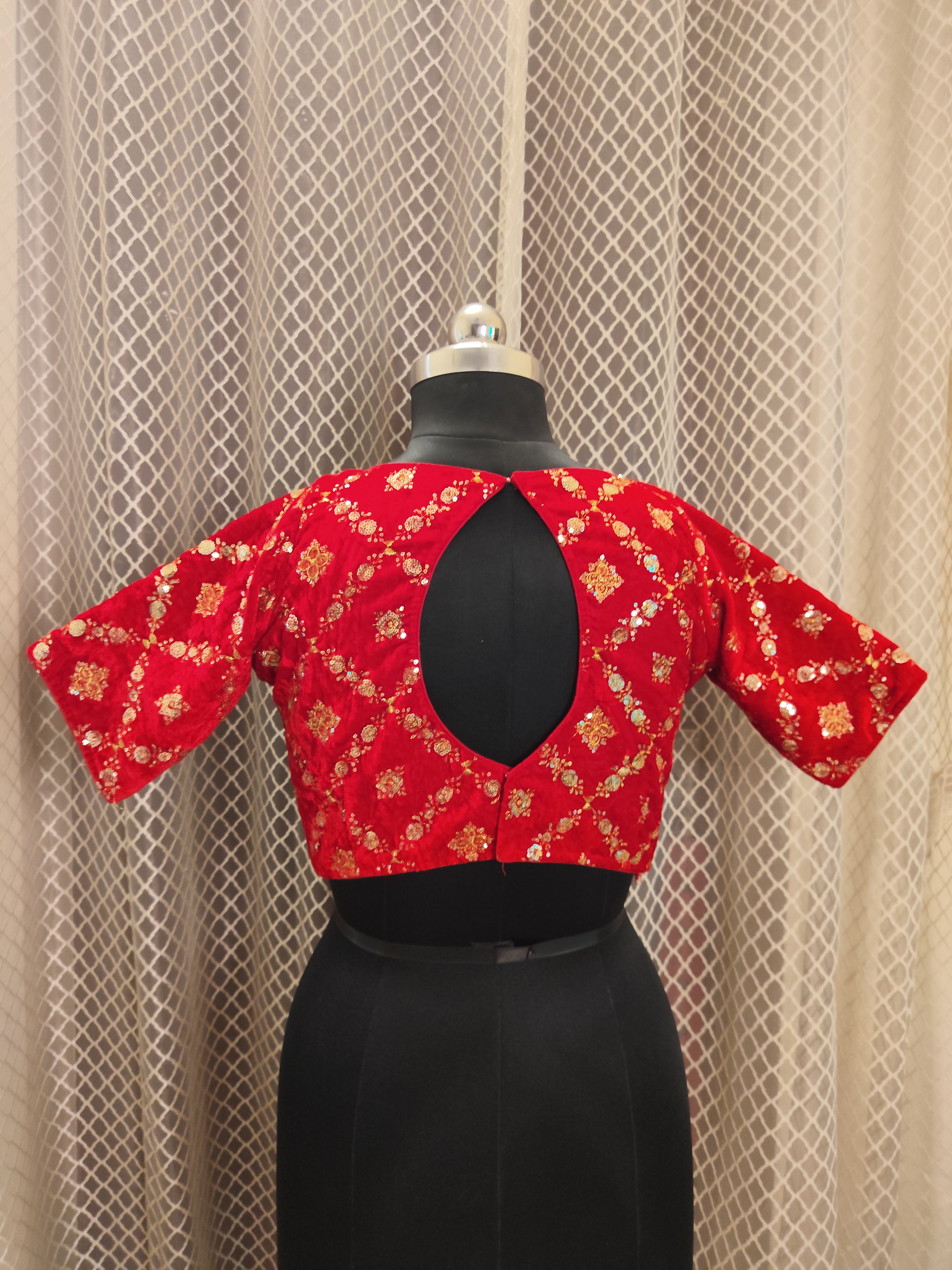 Red velvet celebrity style blouse