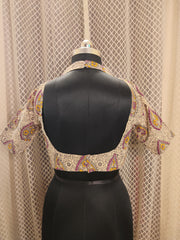 Printed backless cotton with sleeves