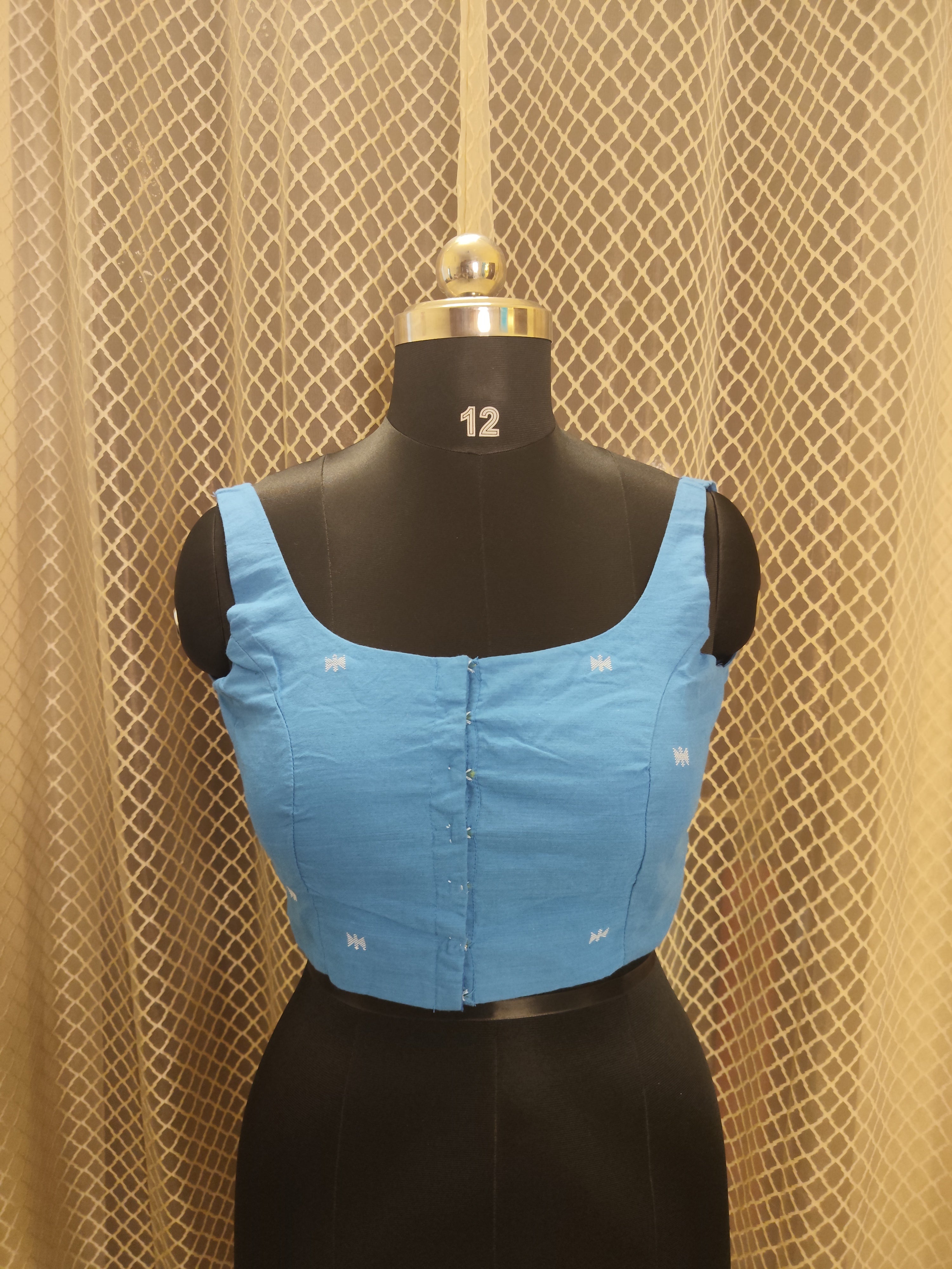 Blue jamdani sleeveless blouse