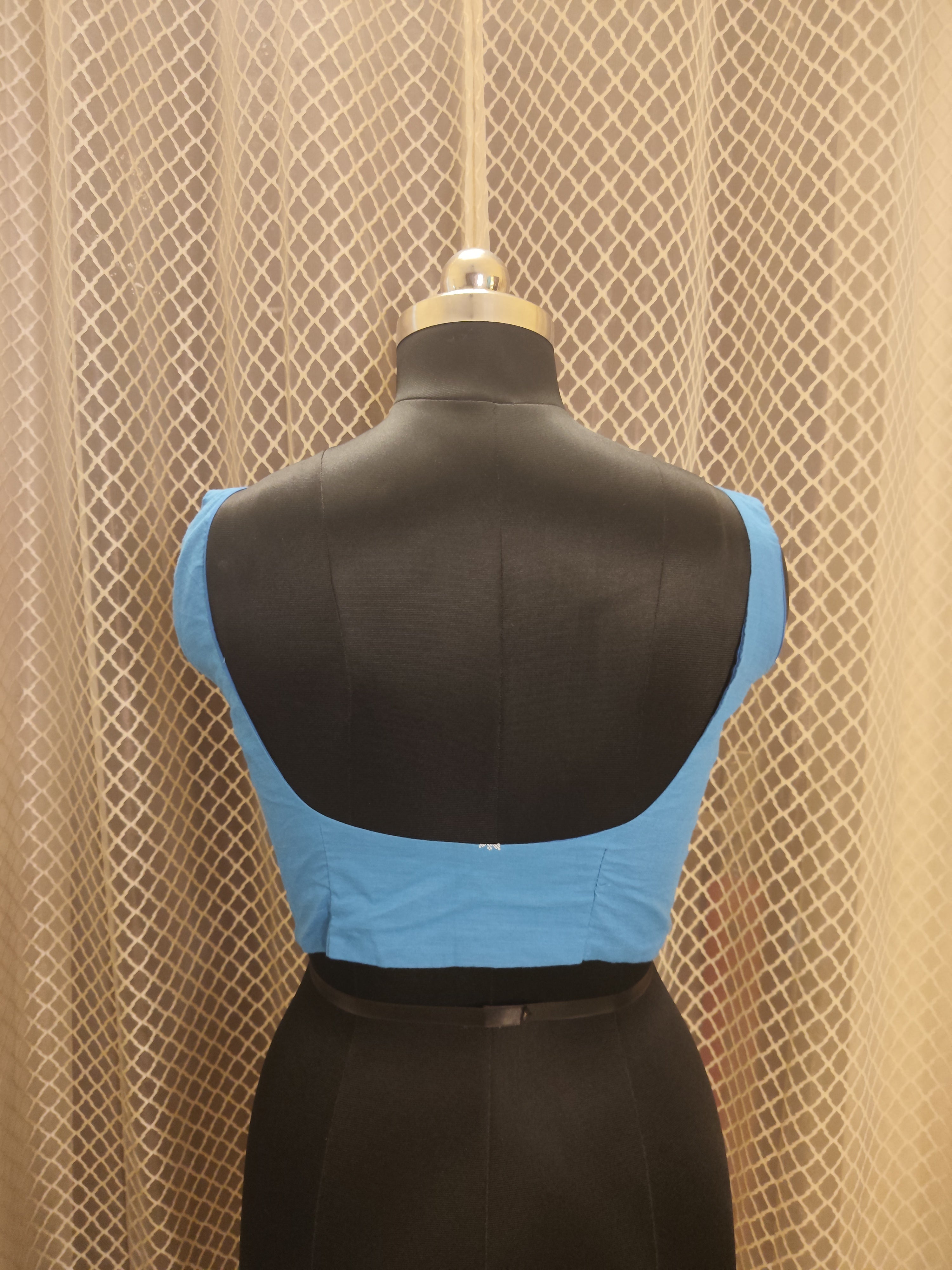 Blue jamdani sleeveless blouse