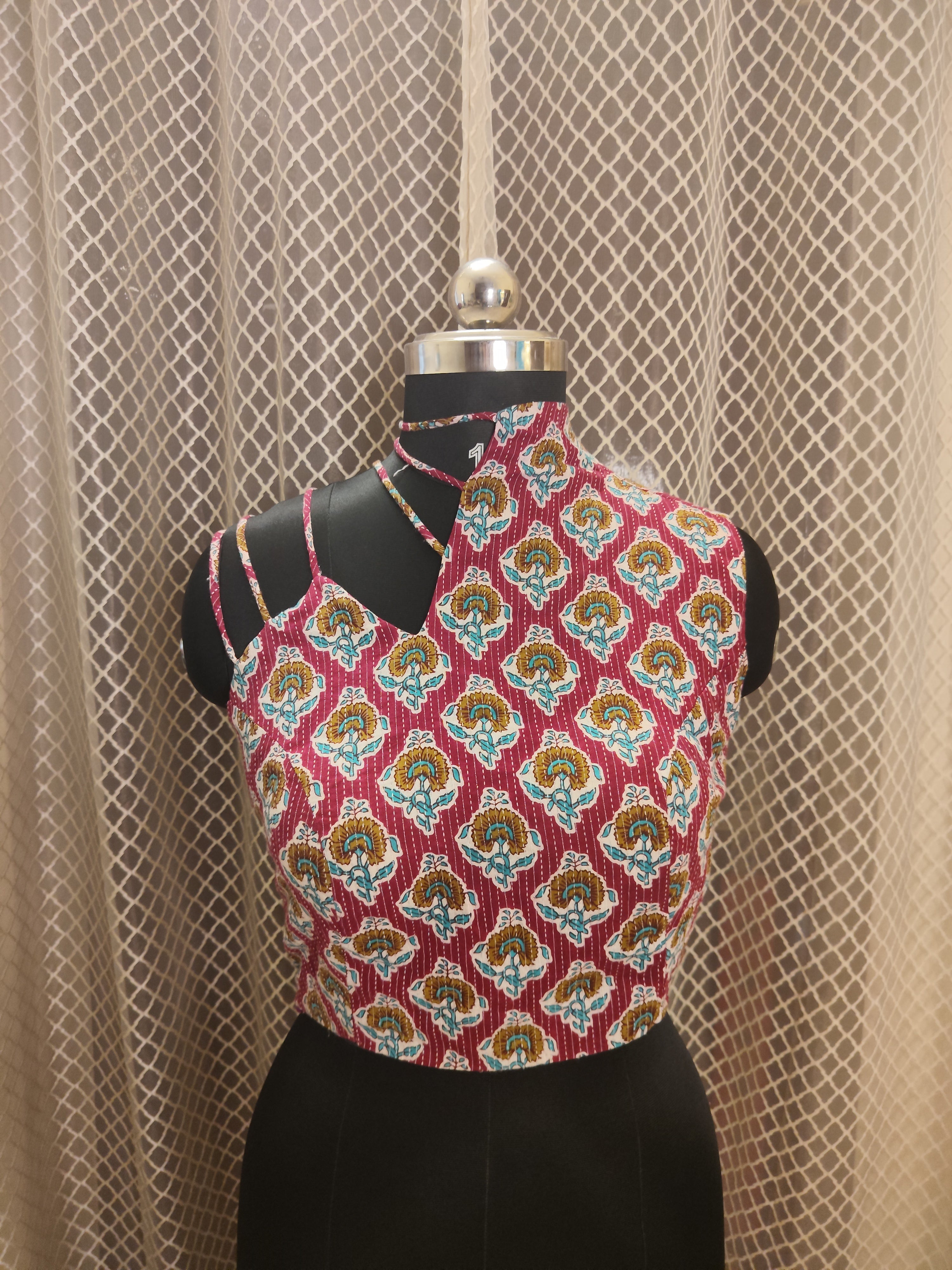 Printed one shoulder blouse