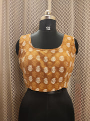 Printed katha sleeveless blouse