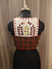 Ajrakh aplique sleeveless blouse
