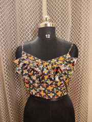 Noodle strap blouse with front frills