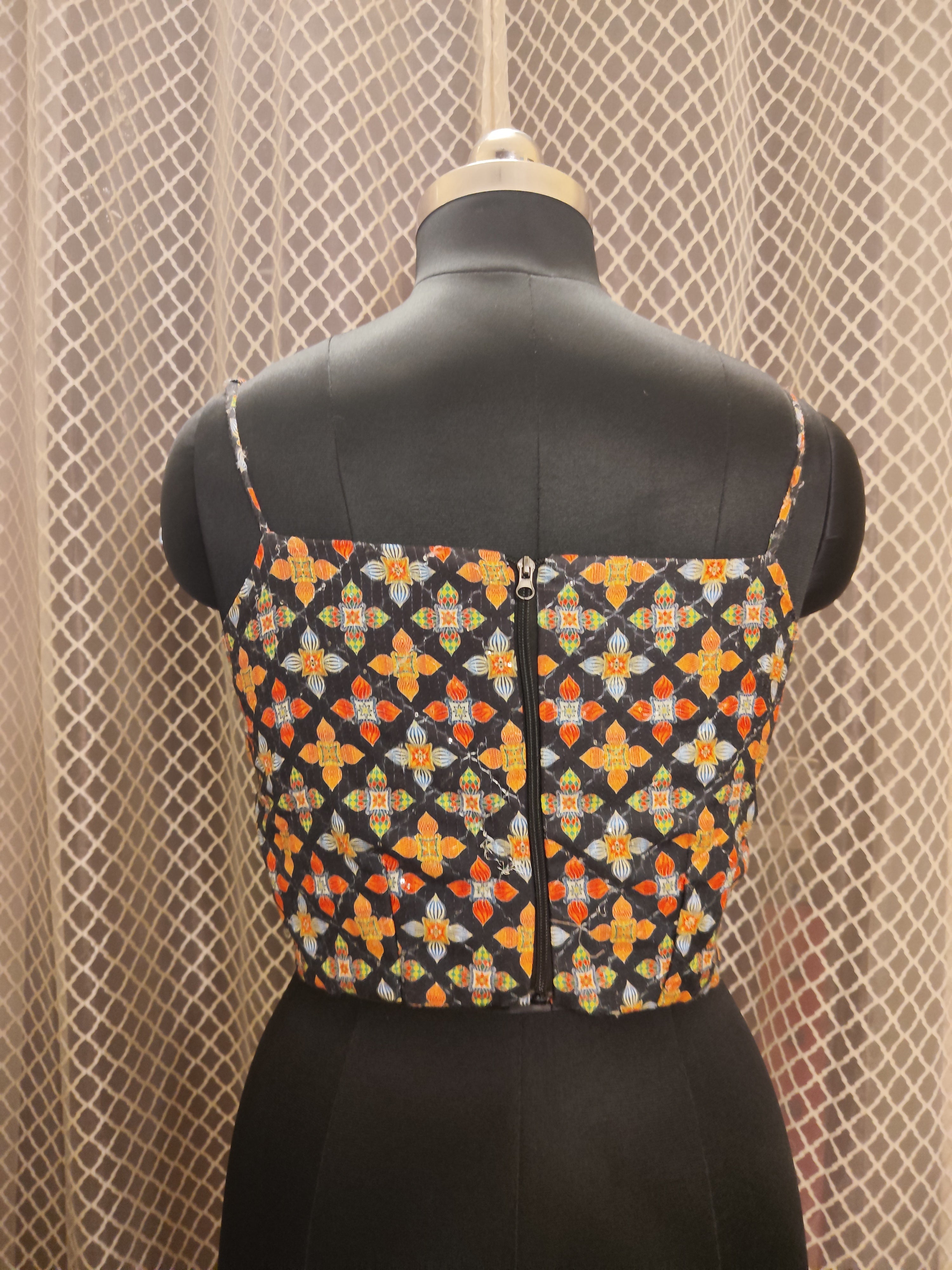 Noodle strap blouse with front frills