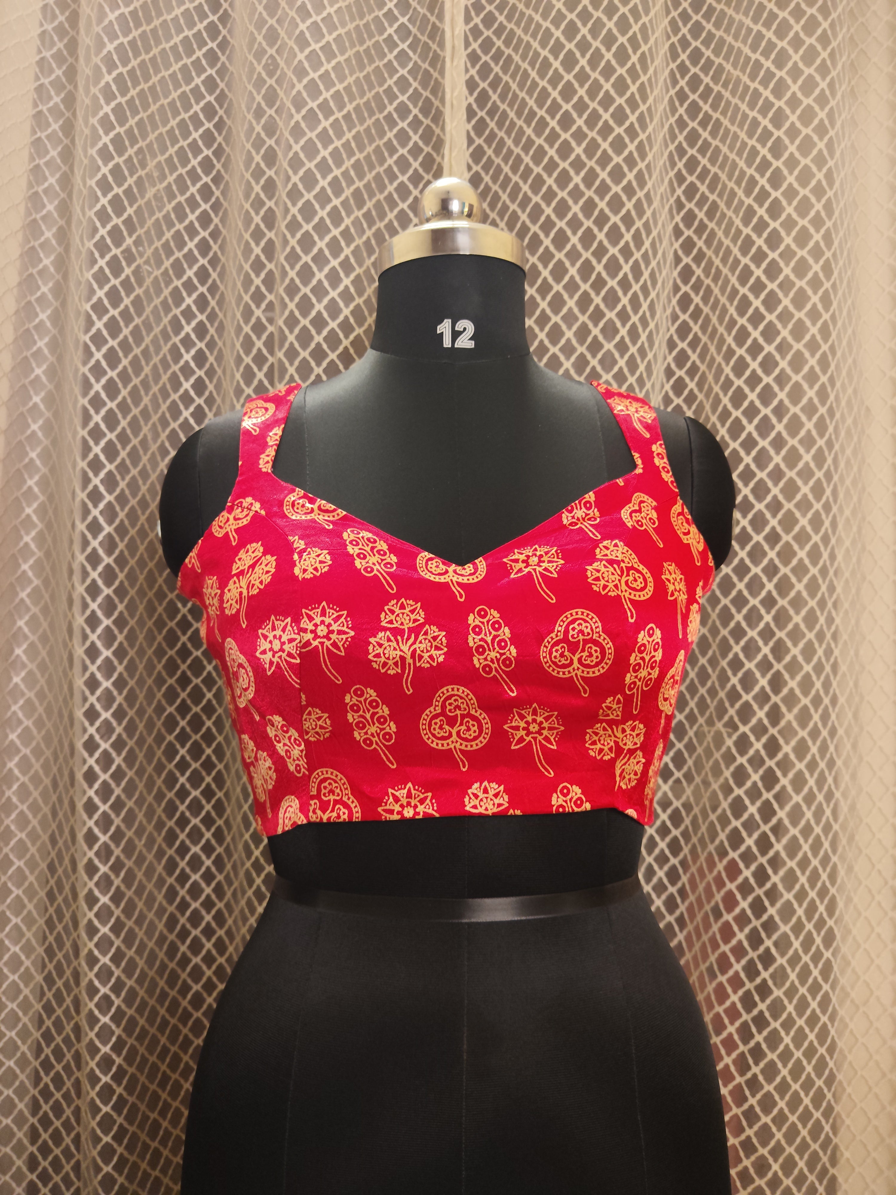 Pink printed modal sleeveless blouse
