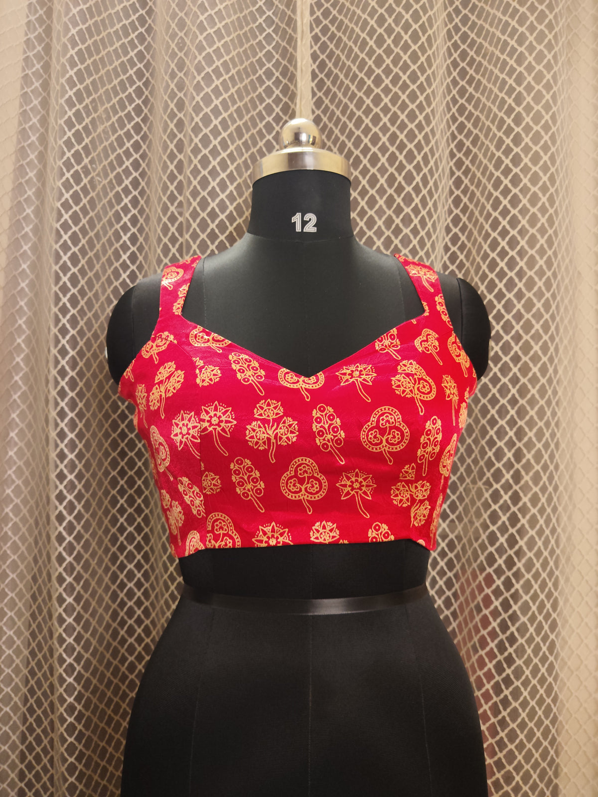 Pink printed modal sleeveless blouse