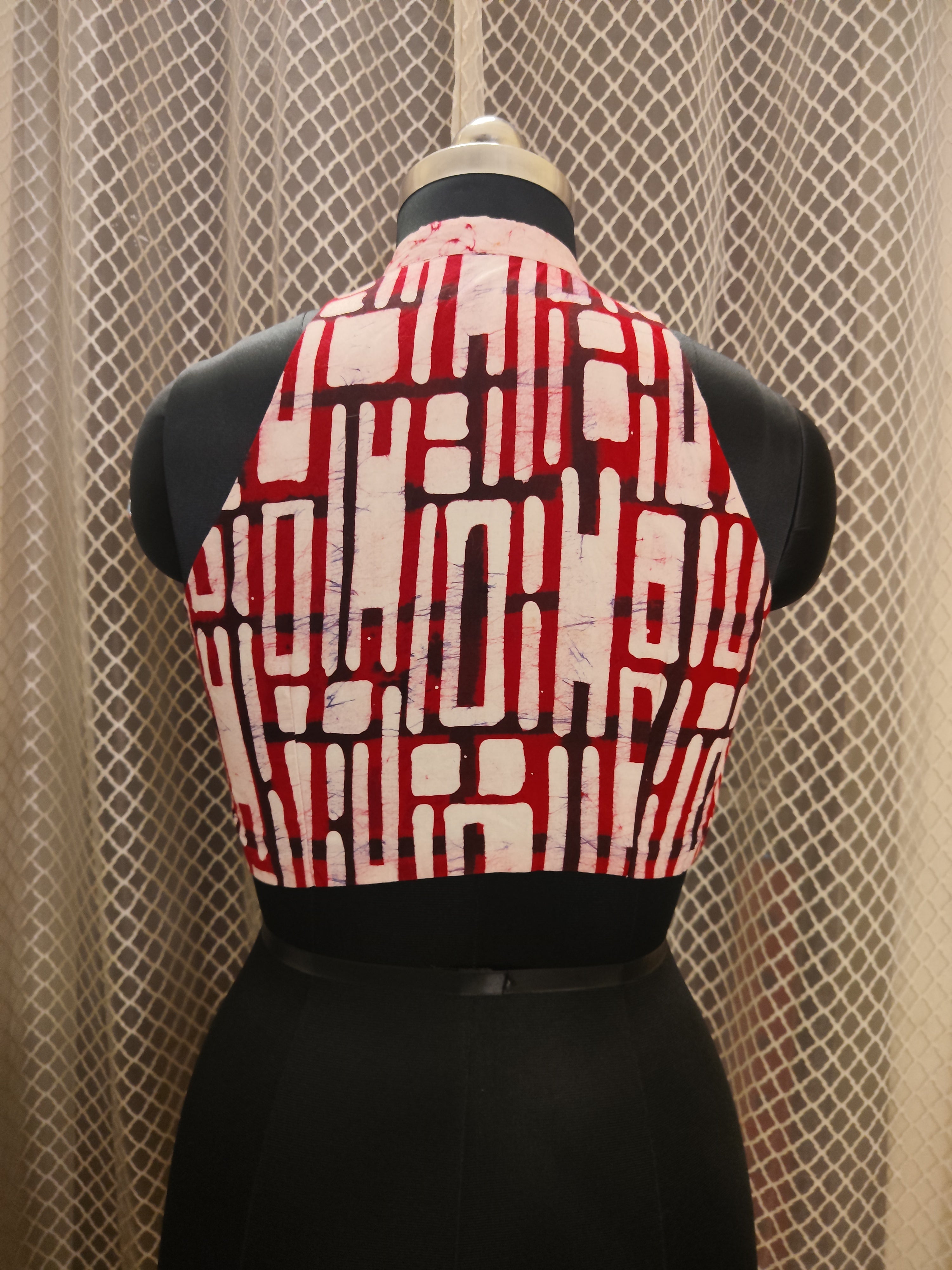 Off white Racer cut Batik blouse