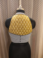 Grey Bagru printed racer back Sleeveless blouse
