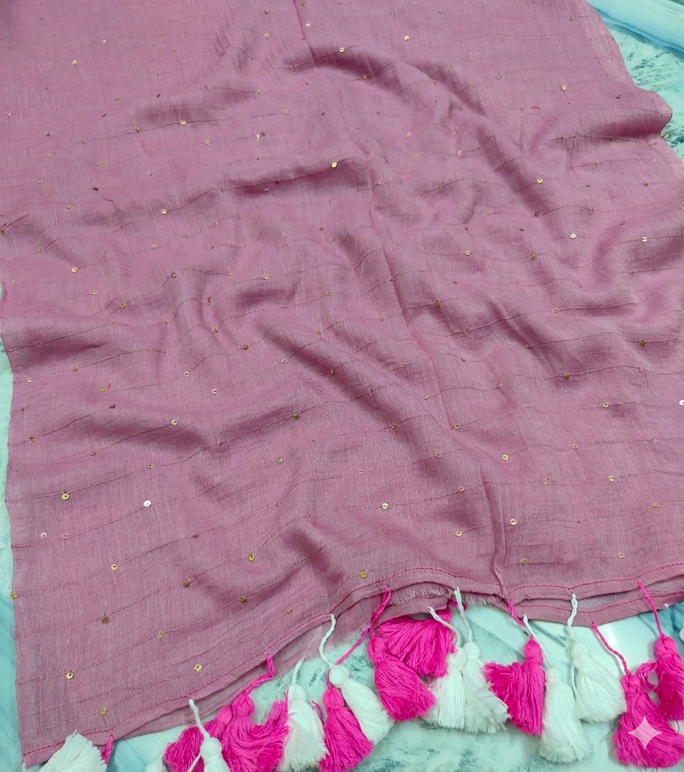 "Jugnu " collection of tiny sequinned mul cotton sarees