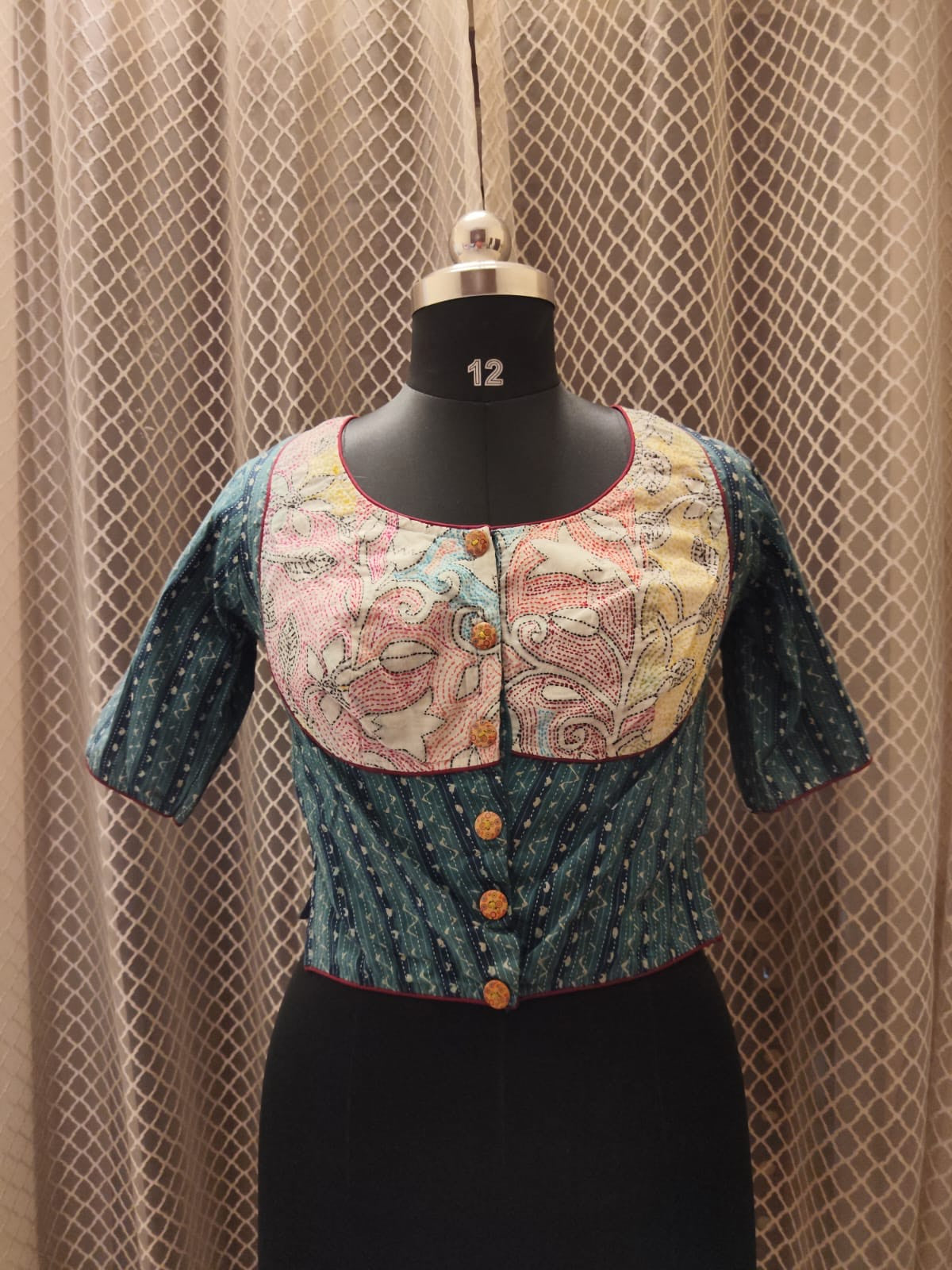 Kantha long choli style blouse
