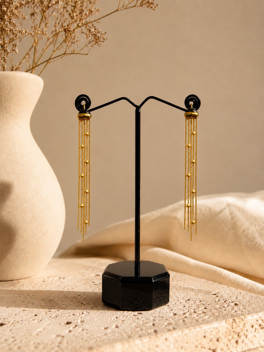 Ball chains earring 18k Gold polished anti-tarnish