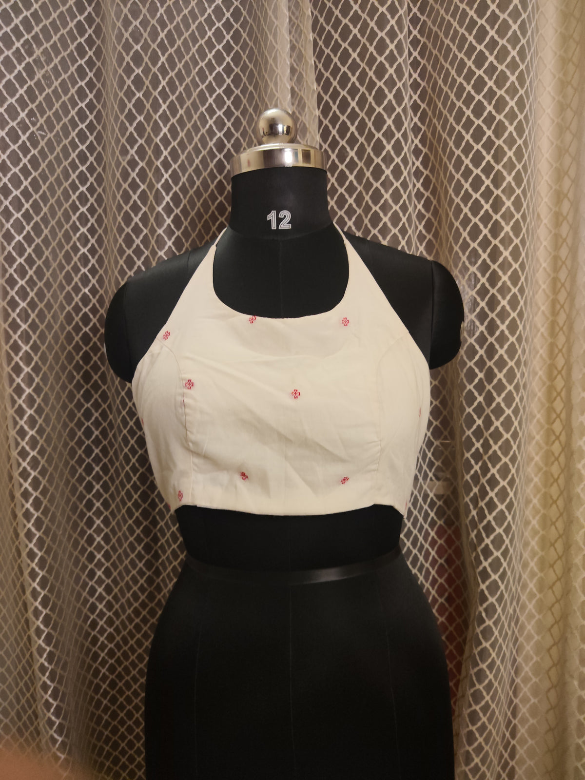 Jamdani halter neck backless blouse