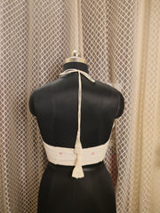 Jamdani halter neck backless blouse