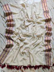 Gold Maroon border off white "Festive Edit" mul cotton saree