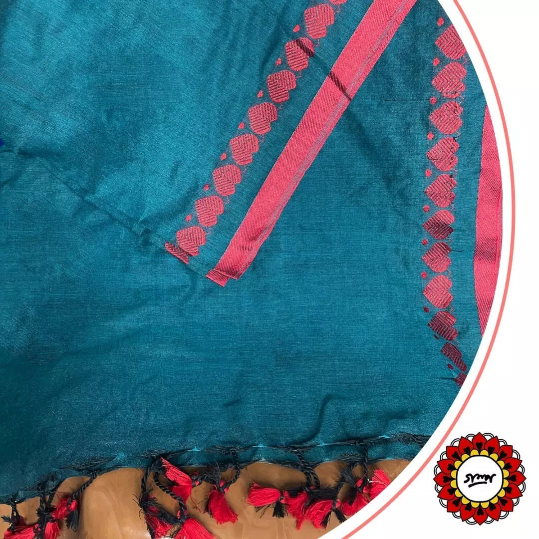 Heart bordered cotton saree