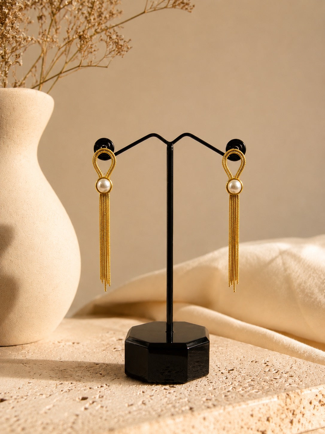 Pearl drop earrings 18k Gold polished anti-tarnish