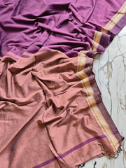 Black cream temple border Garnet colour body mercerised cotton saree (Coffee colour pallu and bp)