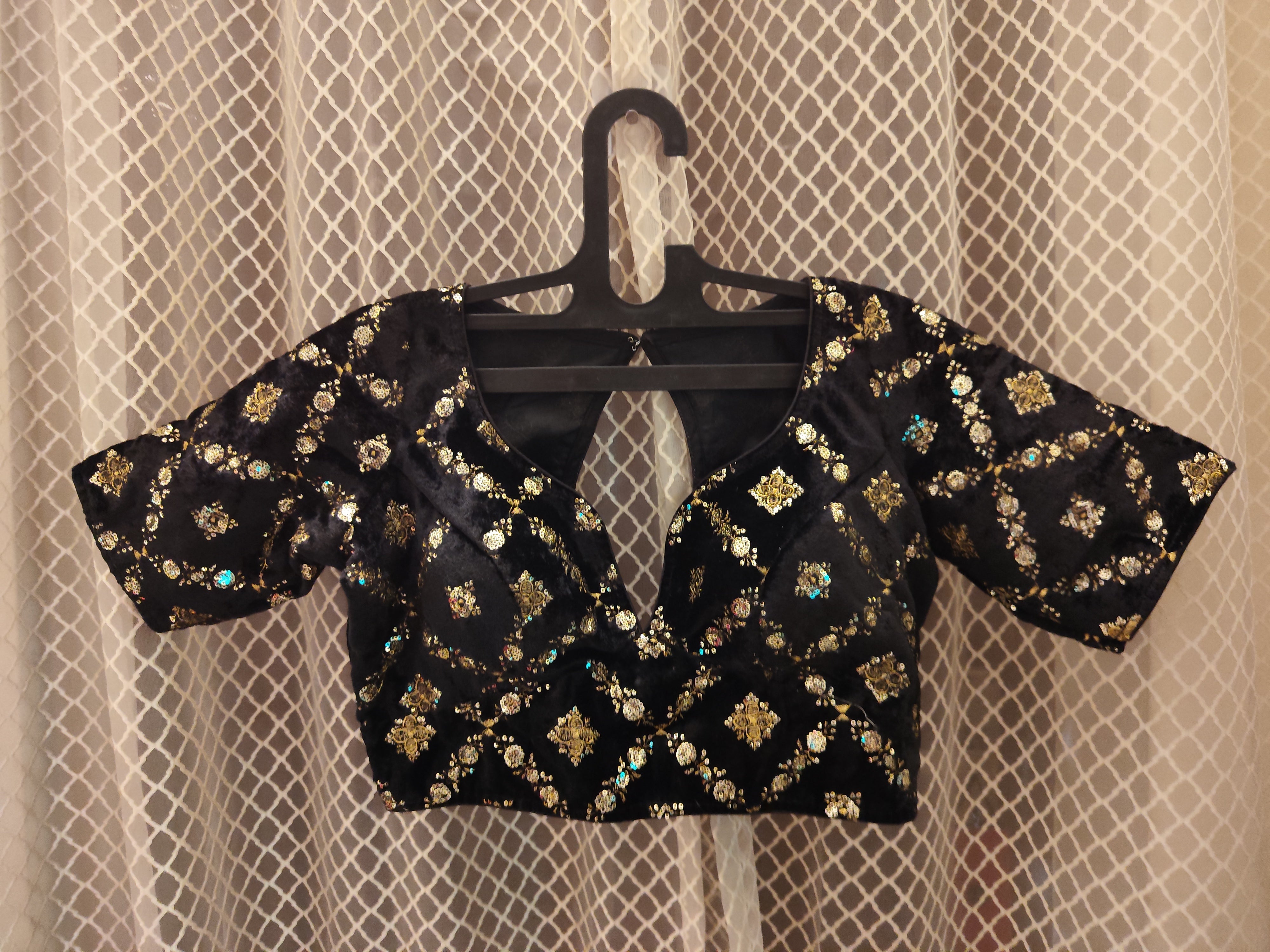 Black velvet Celebrity style blouse