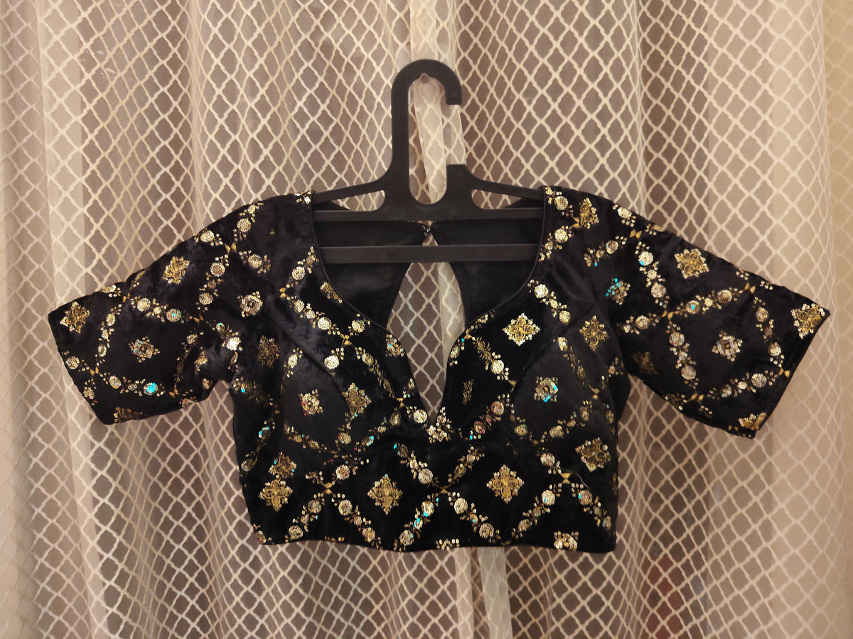Black velvet Celebrity style blouse