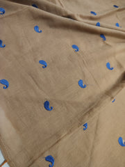 Amber mul cotton saree with paisley machine embroidery