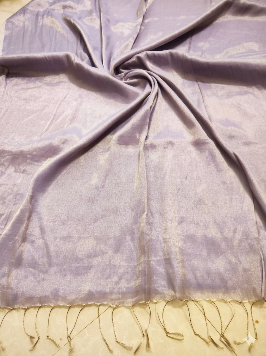 Silver premium zari thread "Glass Molten Metals" collection of premium zari-mul saree