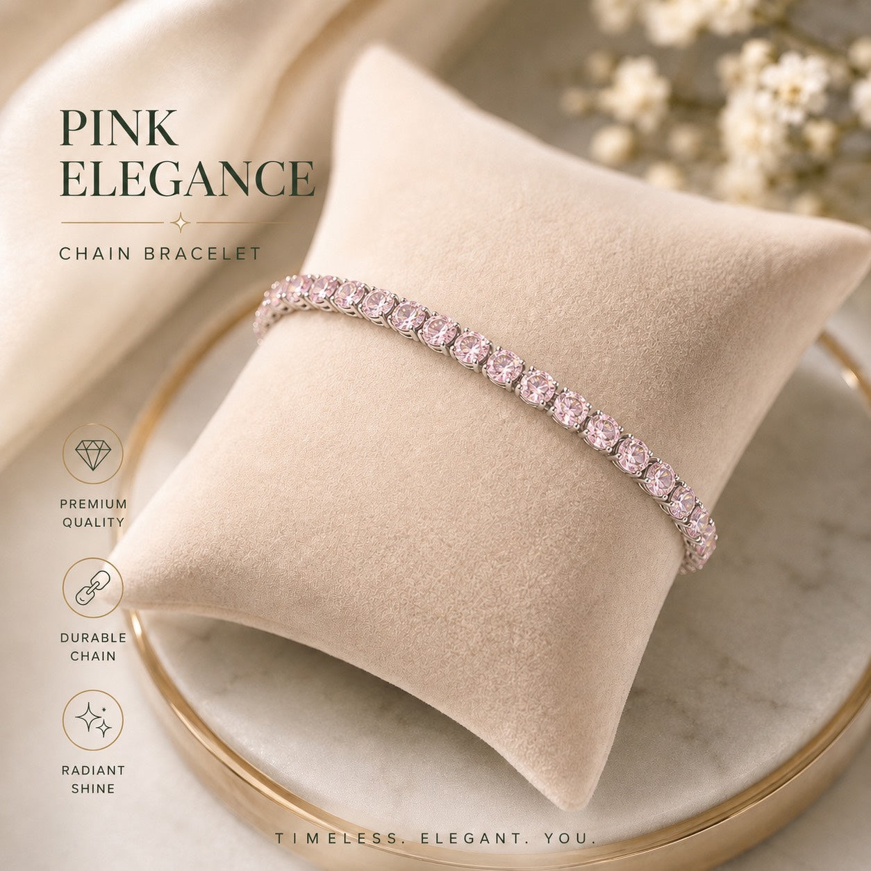 Elegant anti-tarnish stainless stone-studded chain bracelets