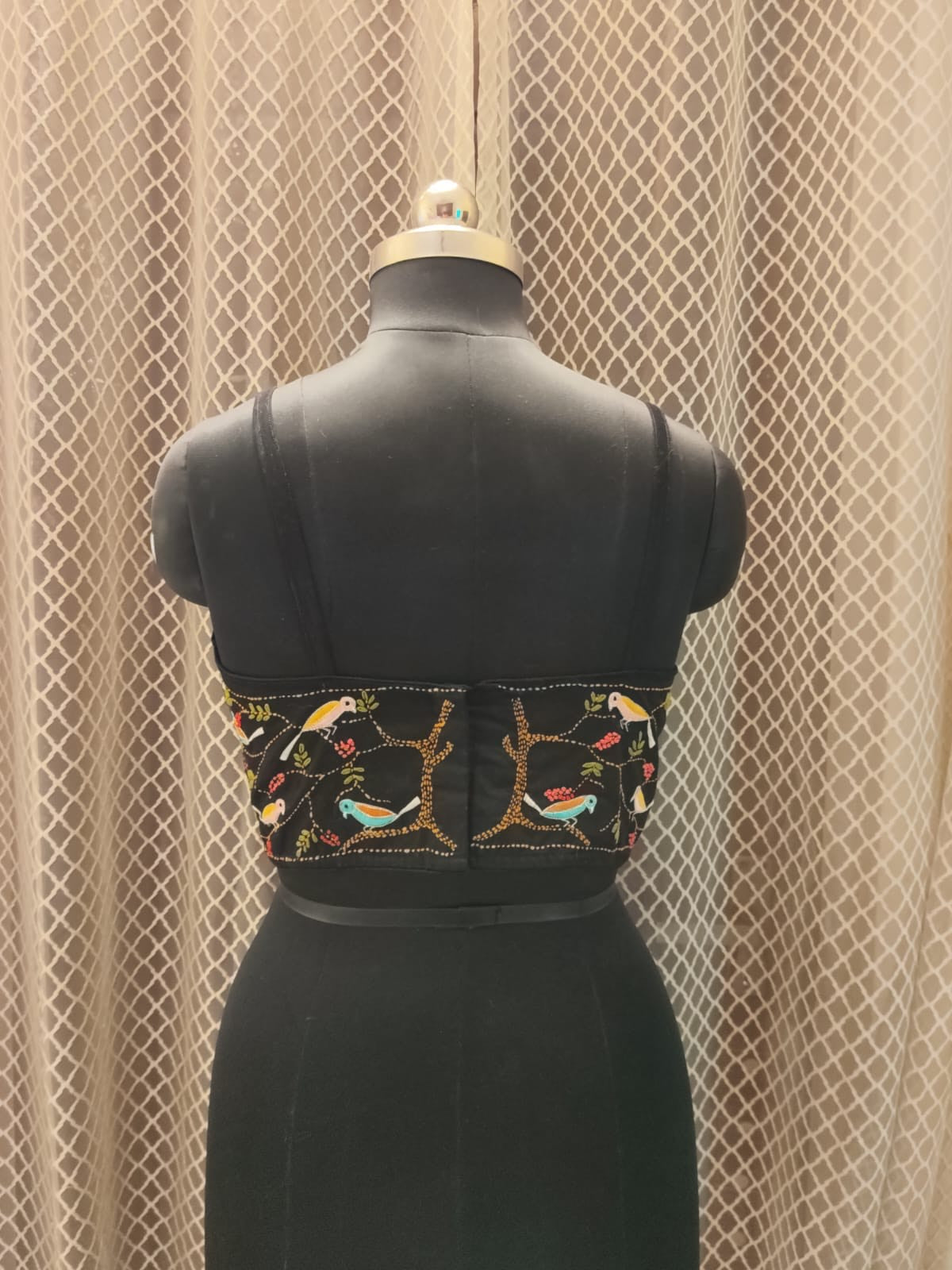 Black hand embriodered balconette Designer blouse
