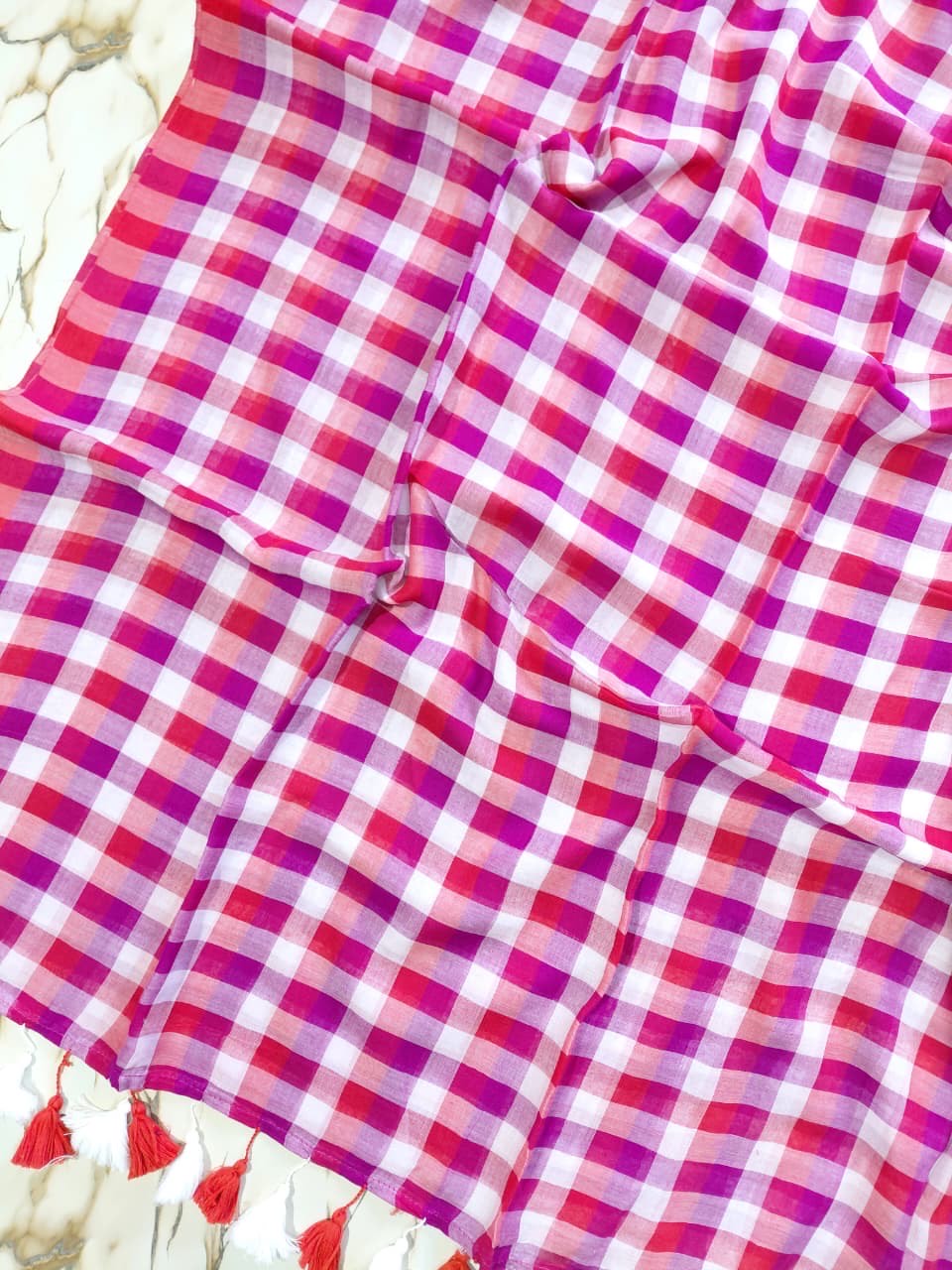 Big chequered multi " Office office " collection of mul cotton saree