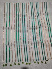 Emerald-Gold stripes "Festive Edit" mul cotton saree