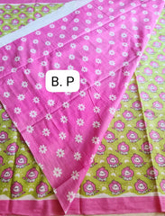 Quirky lion screen print on Jaipur mul mul cotton saree