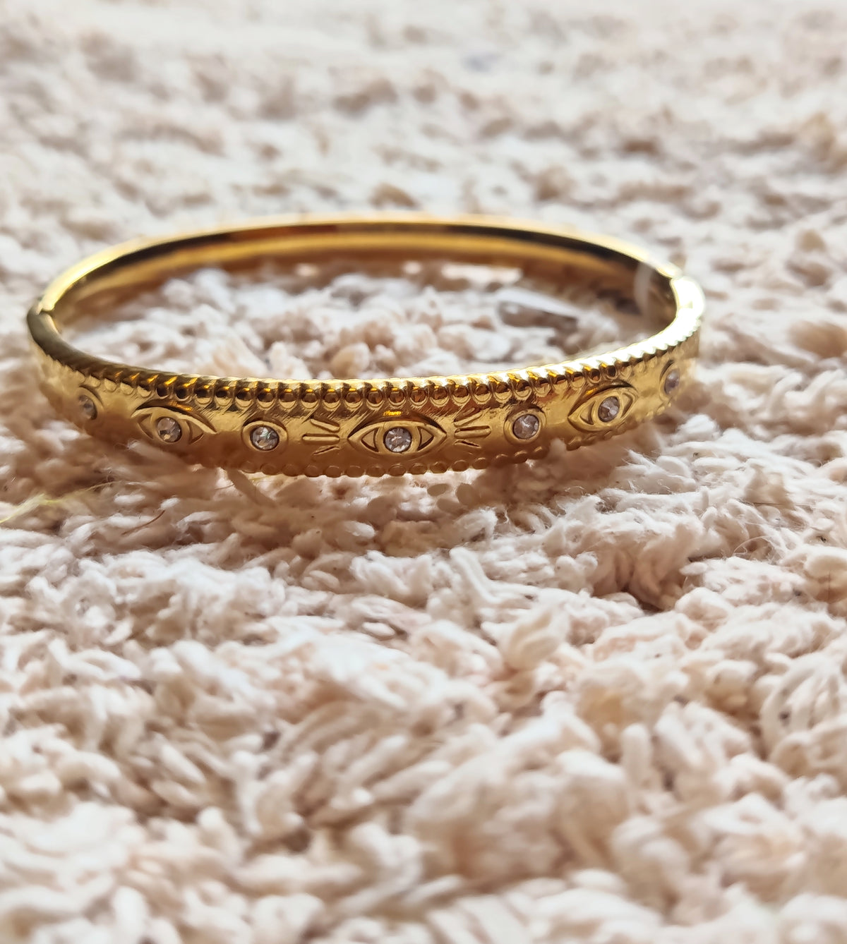 evil eye 18k gold polished on stainless steel bangle bracelet