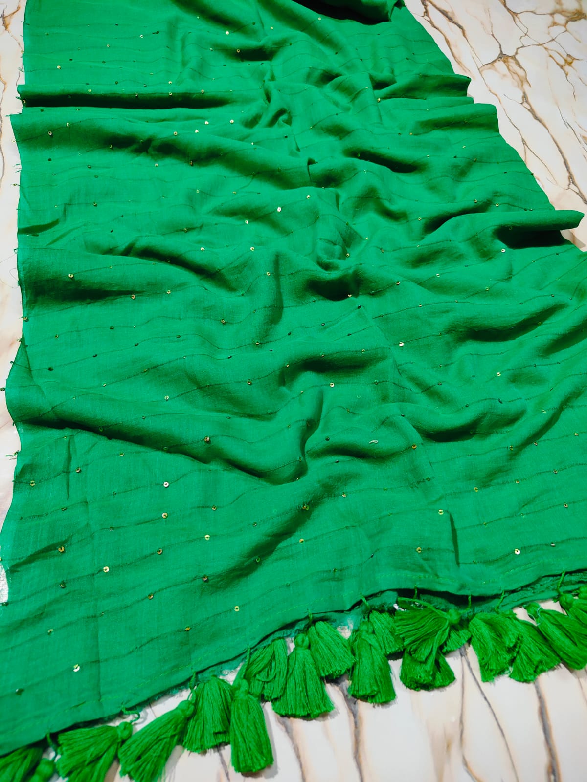 "Jugnu " collection of tiny sequinned mul cotton sarees