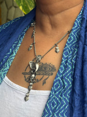 Silver replica elephant long chain