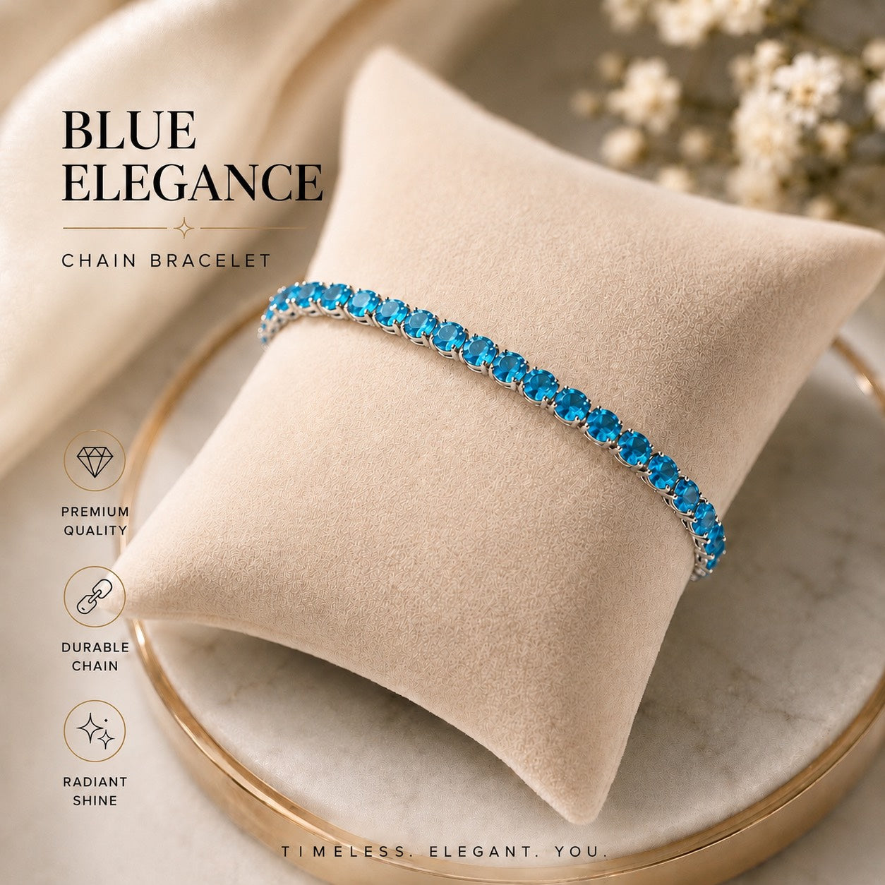 Elegant anti-tarnish stainless stone-studded chain bracelets
