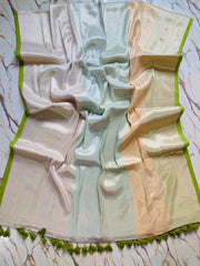Bordered multi colour cream " Festive edit " collection of mul cotton saree
