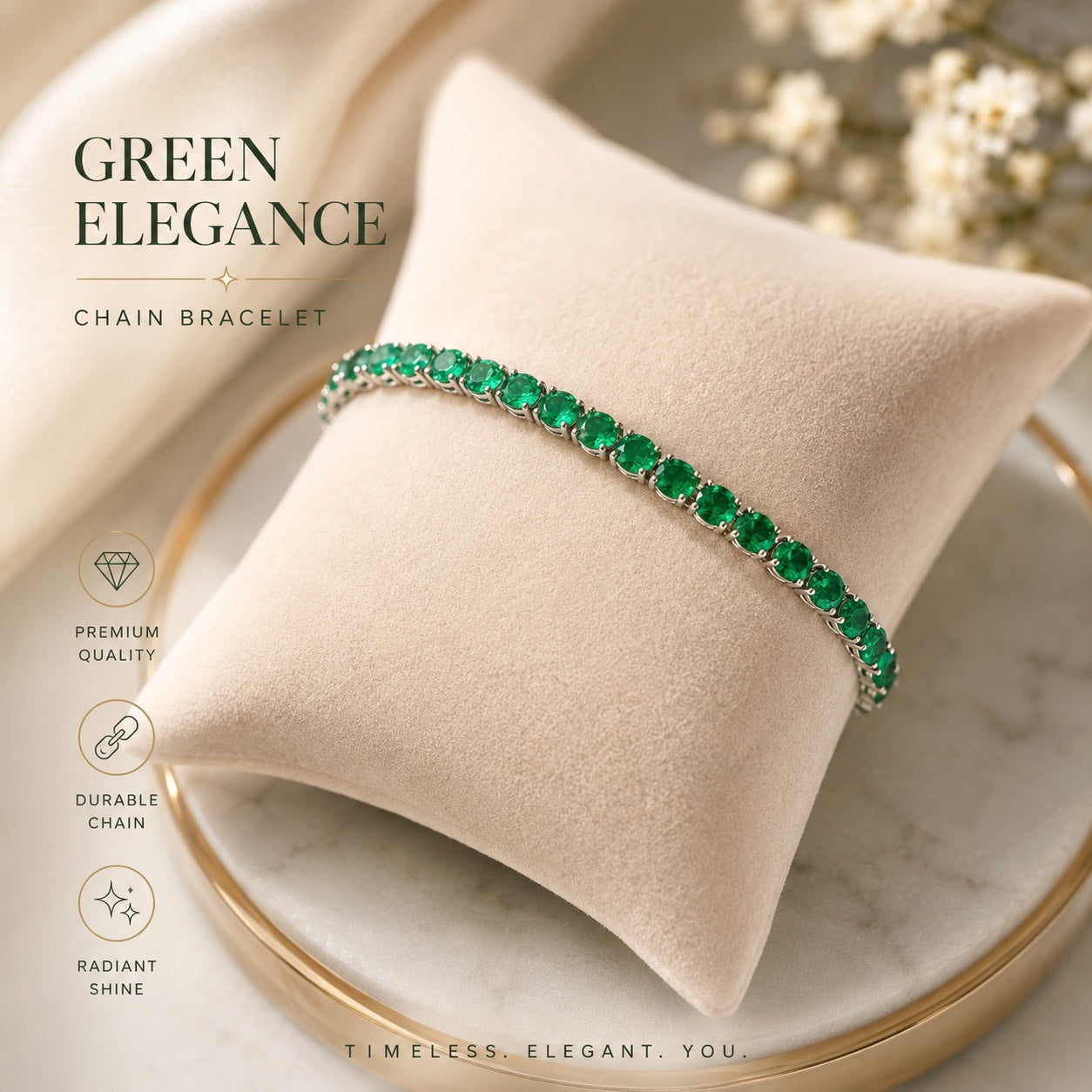 Elegant anti-tarnish stainless stone-studded chain bracelets