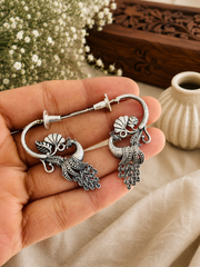 Silver Replica Peacock dangler earrings