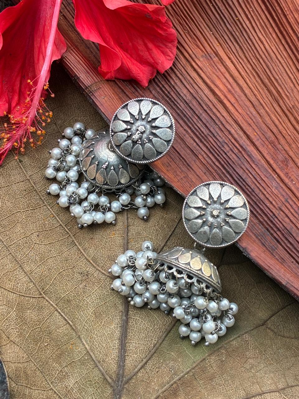 Silver replica ear jhumka 2