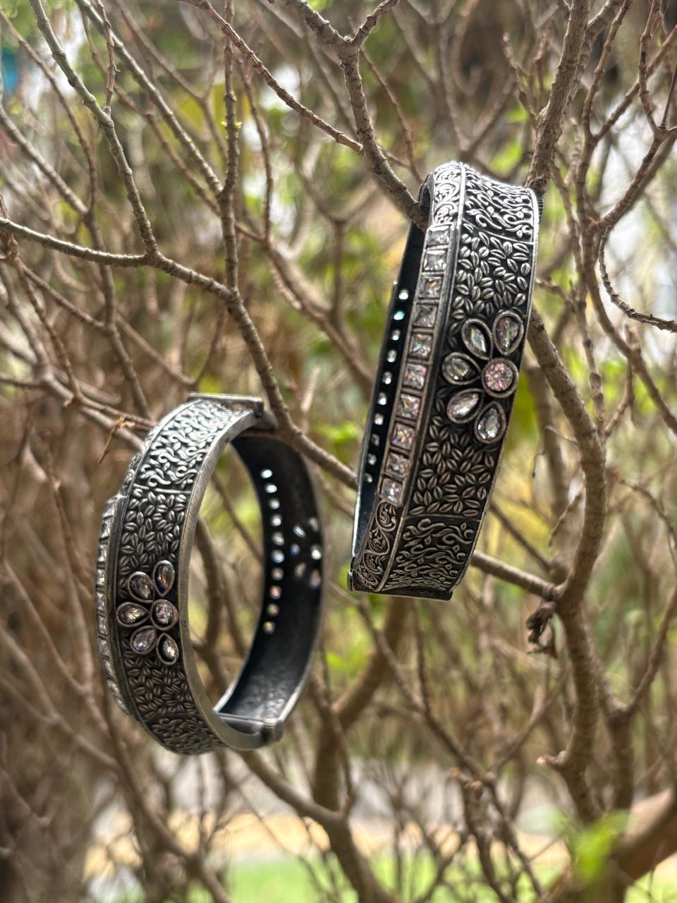 Silver Replica white stone bangle 1