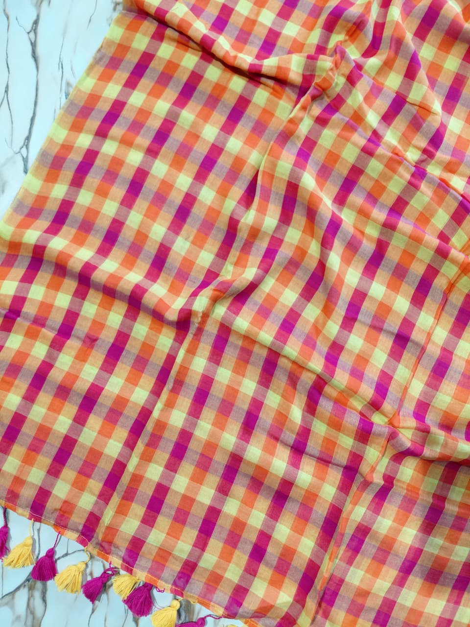 Big chequered multi " Office office " collection of mul cotton saree