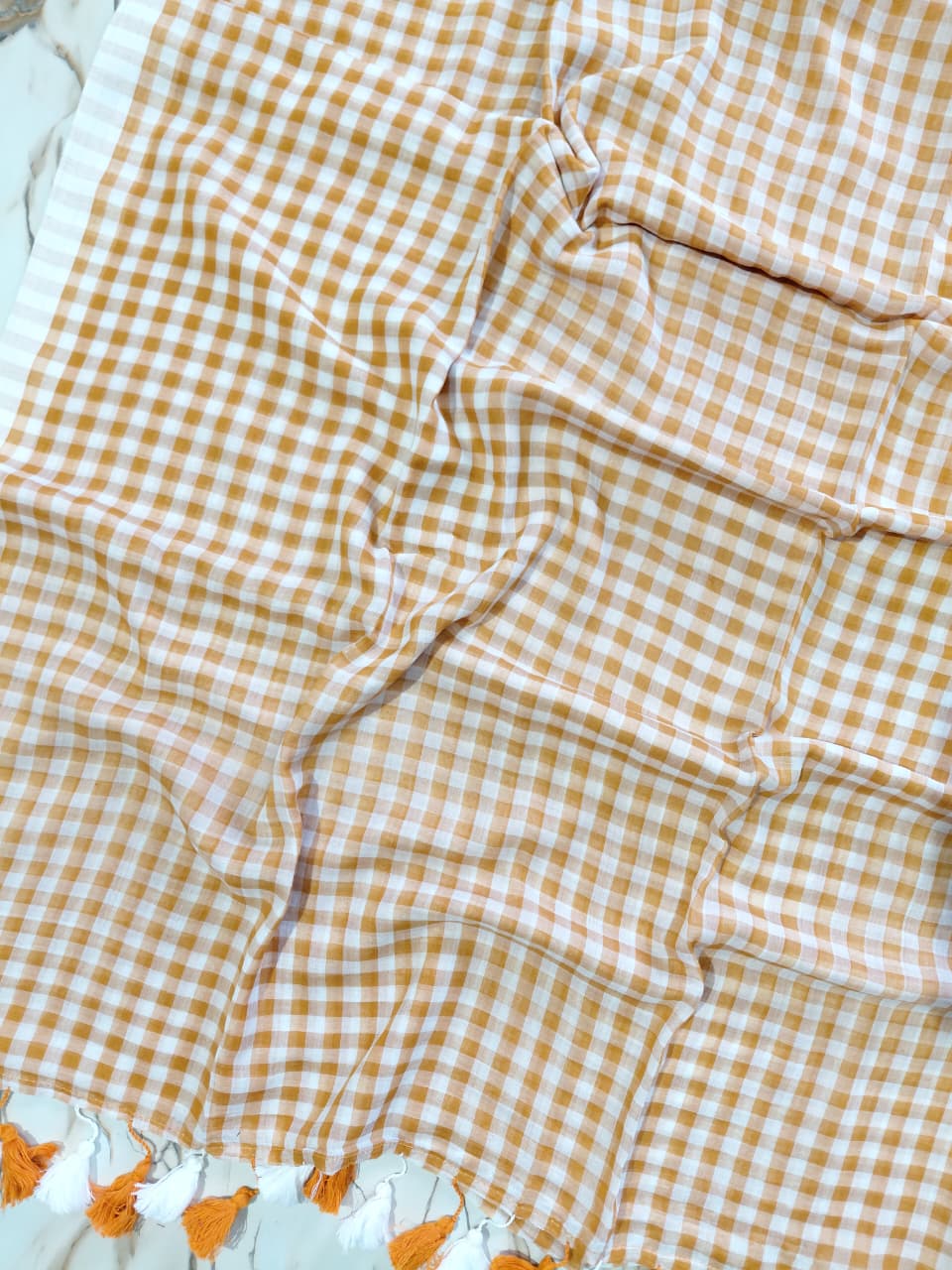 Small Chequered "Gingham" Collection of mul cotton saree