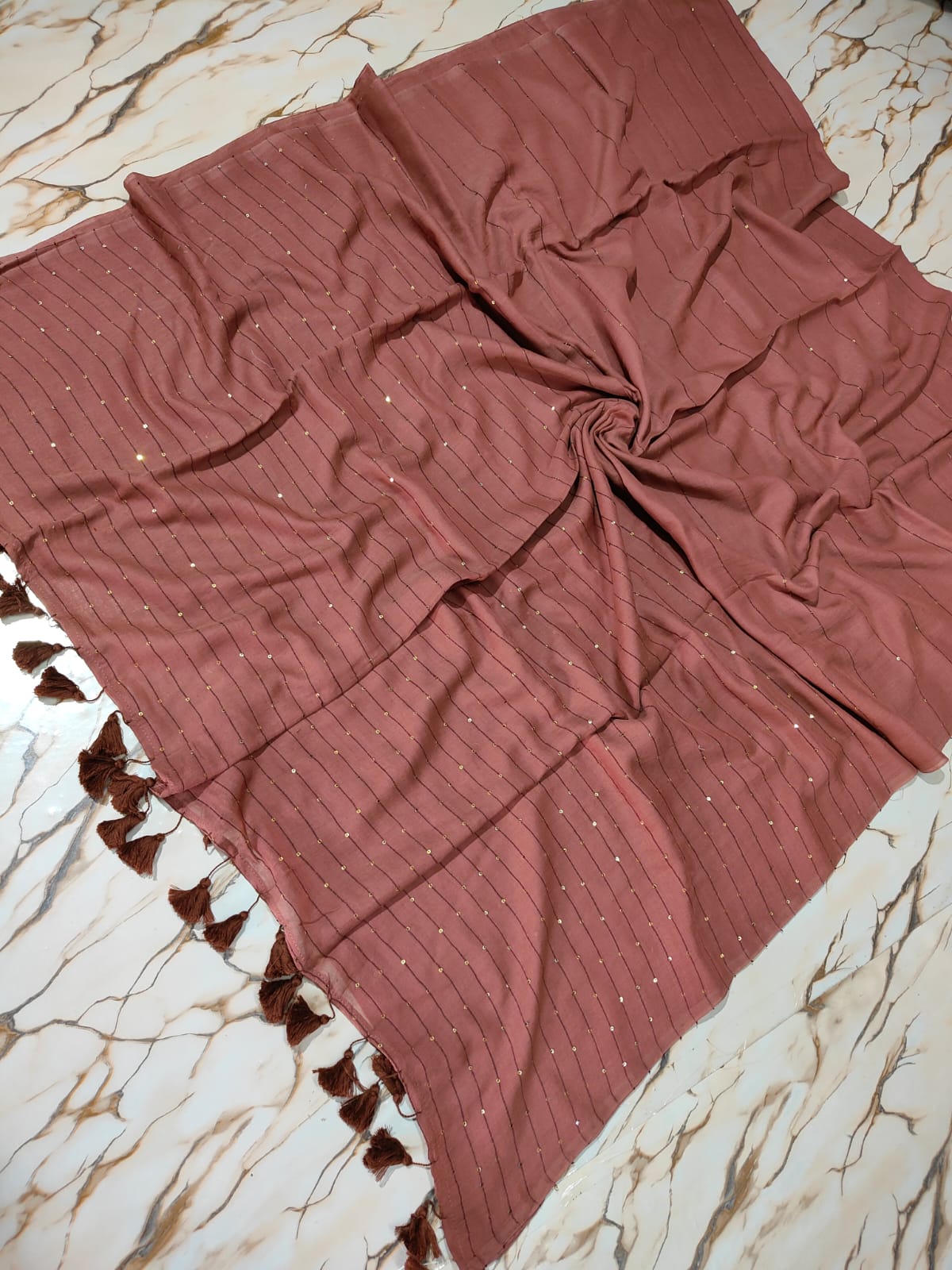"Jugnu " collection of tiny sequinned mul cotton sarees