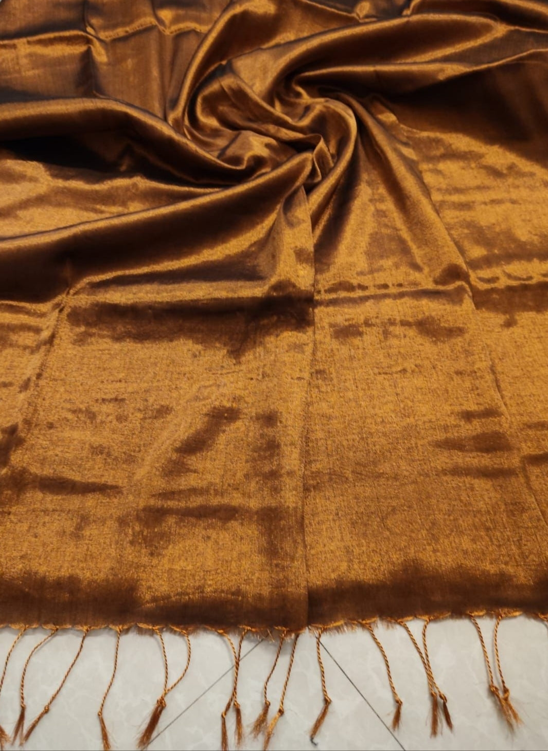 Bronze zari black thread "Molten Metals "  collection of zari-mul saree
